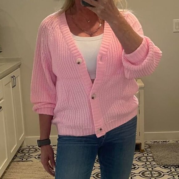 Women's Chunky Knit Open Front Sweater Multi Sz - Picture 2 of 7